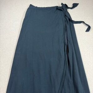 Abercrombie & Fitch Wrap Maxi Skirt Women OS Navy Blue Minimalist Tie Waist